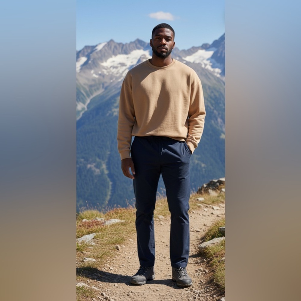 NEW- 2XL Men's Navy Pants And
Classic crewneck, cream, thick cotton sweatshirt